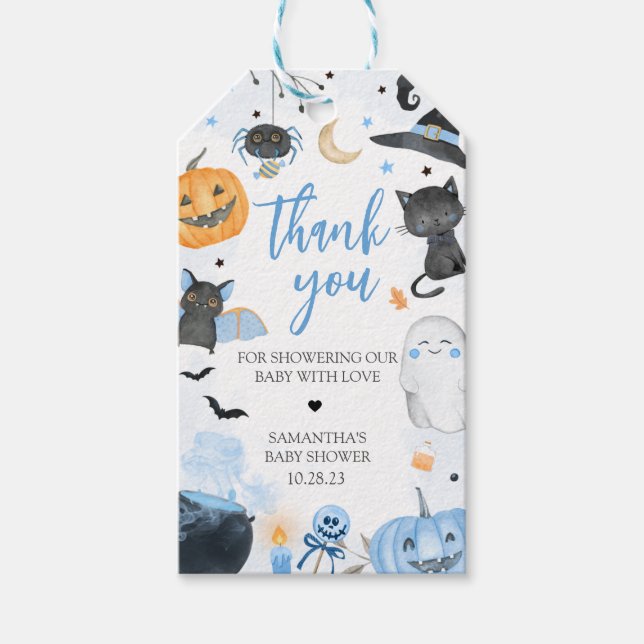 Blue Halloween Baby Duwer Fevor Tags Geschenkanhänger (Vorderseite)