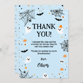 Blue Halloween Cute Ghost Dankeskarte