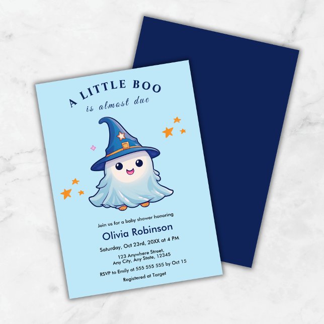 Blue Halloween eine kleine Boo Baby-Dusche Einladung (Blue Halloween A Little Boo Baby Shower Invitation )