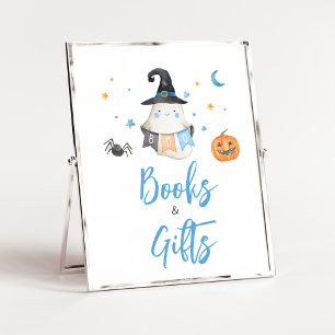 Blue Halloween Ghost Little Boo Bücher und Geschen Poster