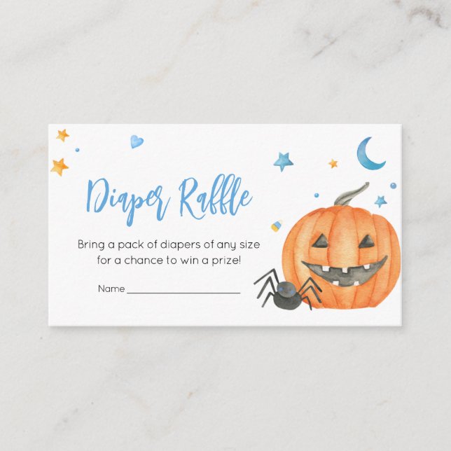 Blue Halloween Ghost Little Boo Diaper Raffle Begleitkarte (Vorderseite)