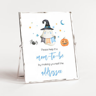 Blue Halloween Ghost Little Boo Envelope Station Poster