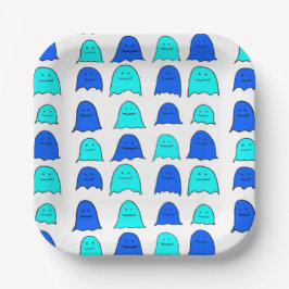 Blue Halloween Ghosts Pappteller