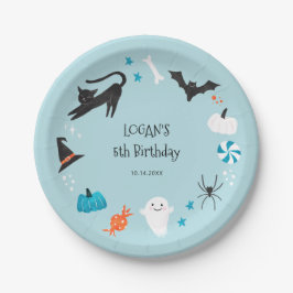Blue Halloween Party Pappteller