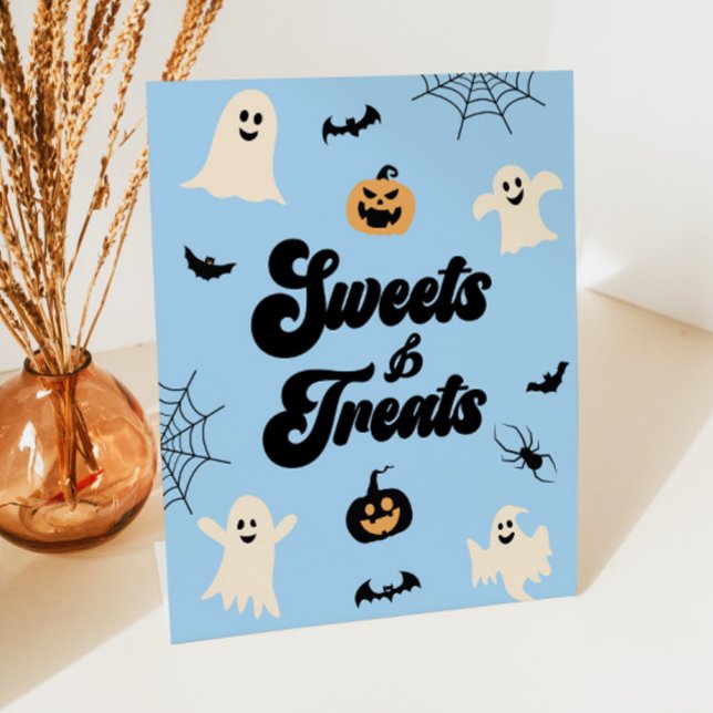 Blue Halloween Spooky Süßigkeiten und Leckereien Sockelschild (Von Creator hochgeladen)