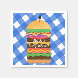 Blue Hamburger Summer Cookie Barbecue GRILLEN Part Serviette