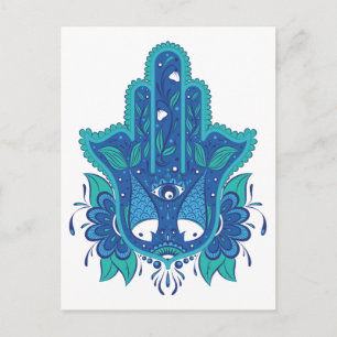 Blue Hamsa Design Postkarte