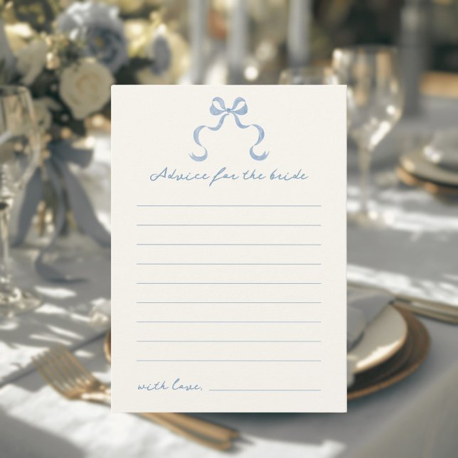 Blue Hand Draw Bow Brautparty Ratenkarte Einladung (Von Creator hochgeladen)