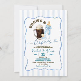 Blue Hand Drawing Baby Brewing Boy Baby Shower Einladung