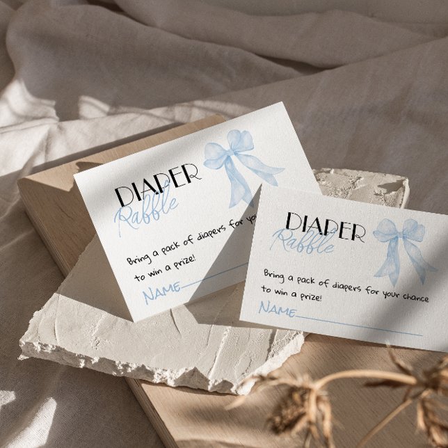 Blue Hand Drawn Bow Baby Diaper Raffel Begleitkarte (Von Creator hochgeladen)