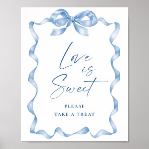 Blue Hand Drawn Bow Brautparty Liebe ist süß Poster