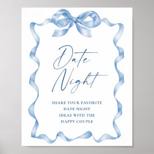 Blue Hand Drawn Bow Date Night Ideen Hochzeit Poster