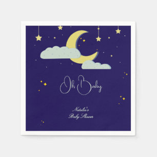 Blue Hand Drawn Celestial Star Moon Baby Dusche Serviette