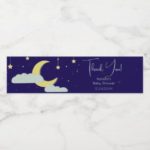 Blue Hand Drawn Celestial Star Moon Baby Dusche Wasserflaschenetikett