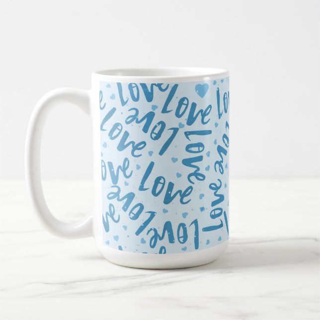 BLUE-HAND-DRAWN-LIEBE KAFFEETASSE (Links)