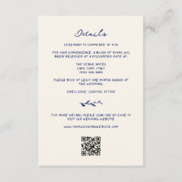 Blue Hand Drawn Wedding Details QR Code Begleitkarte