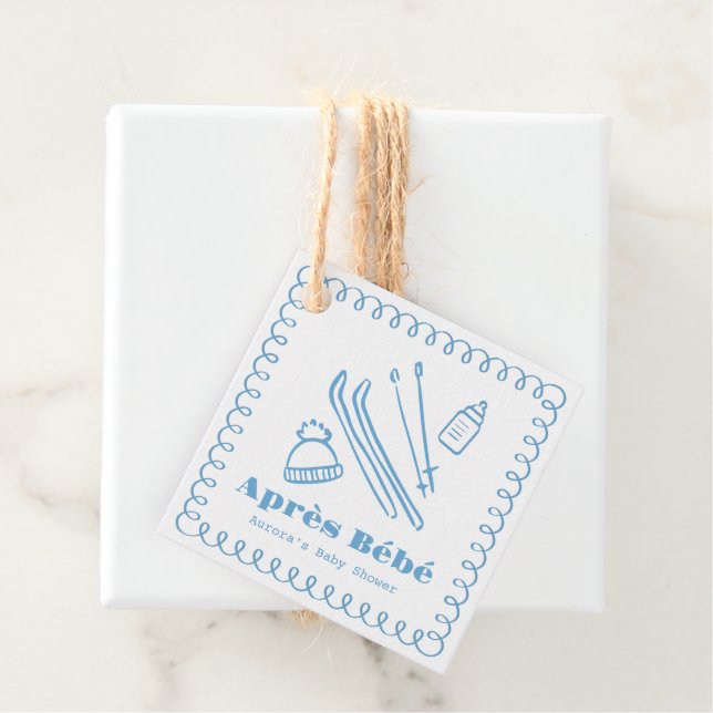 Blue Hand Gezeichnet Après Bébé Boy Baby Shower Geschenkanhänger (Beispiel)