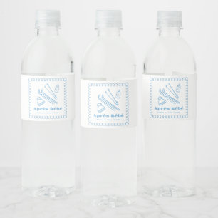 Blue Hand Gezeichnet Après Bébé Boy Baby Shower Wasserflaschenetikett