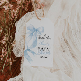 Blue Hand Gezeichnet Bow Baby Boy Shower Geschenkanhänger