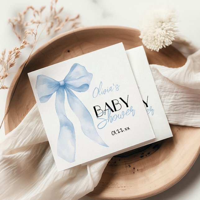Blue Hand Gezeichnet Bow Baby Boy Shower Serviette (Von Creator hochgeladen)