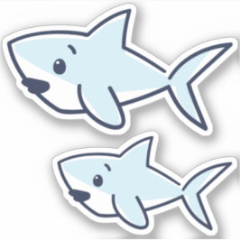 Blue Hand Gezeichnet Cartoon Baby Shark Scrapbook Aufkleber