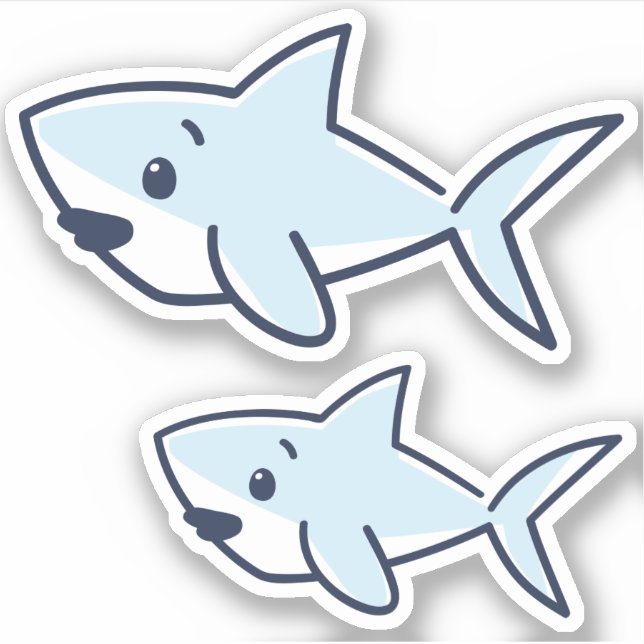 Blue Hand Gezeichnet Cartoon Baby Shark Scrapbook Aufkleber (Vorderseite)