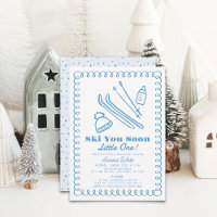 Blue Hand Gezeichnet Ski Boy Babydusche
