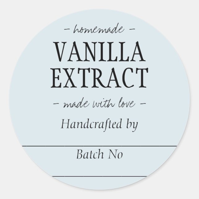 Blue Handcraved Vanilla Extract Kitchen Jar Runder Aufkleber (Vorderseite)