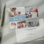 Blue Handschrift Foto Collage Baby Shower Dankeskarte<br><div class="desc">Mit diesen Blue Handlettering Foto Collage Baby Shower Dankeschön Cards kreieren Sie dauerhafte Erinnerungen Ihrer Babydusche. Personalisieren Sie diese Karten mit Ihren eigenen Fotos und erfassen Sie so die wertvollen Momente Ihres Babys und Ihrer Familie. Schenken Sie Ihren Lieben, die Sie während dieser besonderen Zeit mit Liebe und Unterstützung überschüttet...</div>