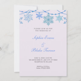 Blue Hanging Lights und Snowflakes Lila Hochzeit Einladung