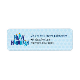 Blue Hanukkah Candle Lights Rücksendeadresse