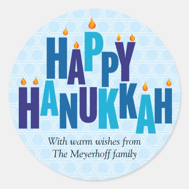 Blue Hanukkah Candle Lights Runder Aufkleber (Vorderseite)