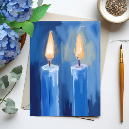 Blue Hanukkah Candles Feiertagspostkarte