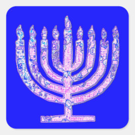 Blue Hanukkah Menorah 4Ruth Quadratischer Aufkleber