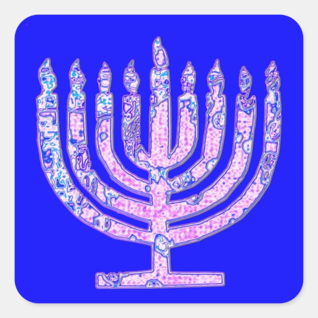 Blue Hanukkah Menorah 4Ruth Quadratischer Aufkleber (Vorderseite)
