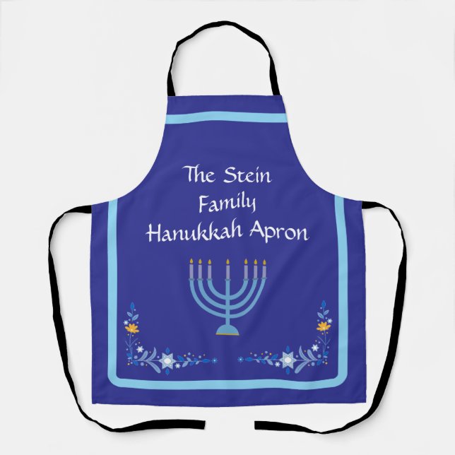 Blue HANUKKAH Menorah Customize Schürze (Vorderseite)