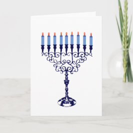 Blue Hanukkah Menorah Feiertagskarte