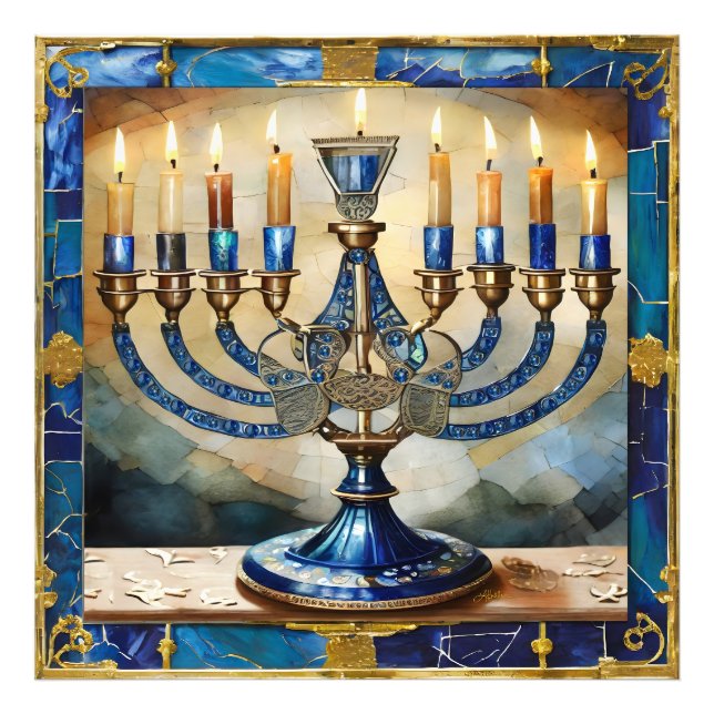 Blue Hanukkah Menorah Fotodruck (Vorne)