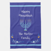 Blue HANUKKAH Menorah Kundenname