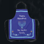 Blue HANUKKAH Menorah Kundenname Schürze<br><div class="desc">Personalisieren Fügen Sie Ihren Namen hinzu und passen Sie Ihre Urlaubszeit-Nachricht an. Ich Liebe Malerei und Design! Ich hoffe, dir gefällt mein Kunstwerk.</div>
