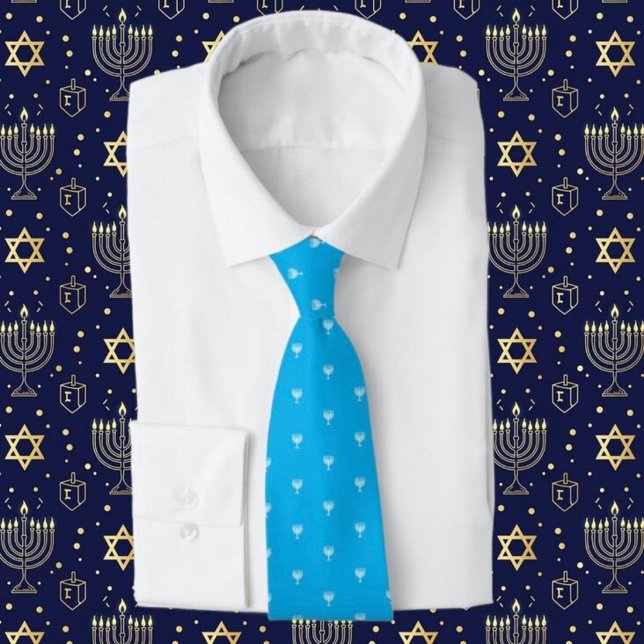 Blue Hanukkah menorah Neck Tie Krawatte (Von Creator hochgeladen)