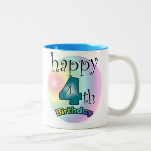 Blue Happy 4. Geburtstag Zweifarbige Tasse