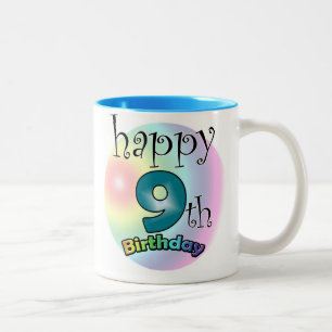 Blue Happy 9. Geburtstag Zweifarbige Tasse