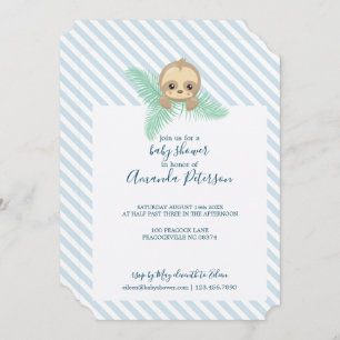 Blue Happy Baby Sloth Baby Dusche Einladung