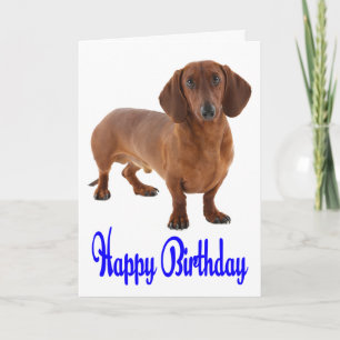 Blue Happy Birthday Dackel Puppy Dog Card Karte