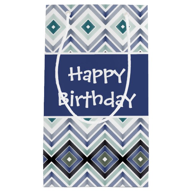 Blue Happy Birthday Small Geschenktasche Kleine Geschenktüte (Vorderseite)