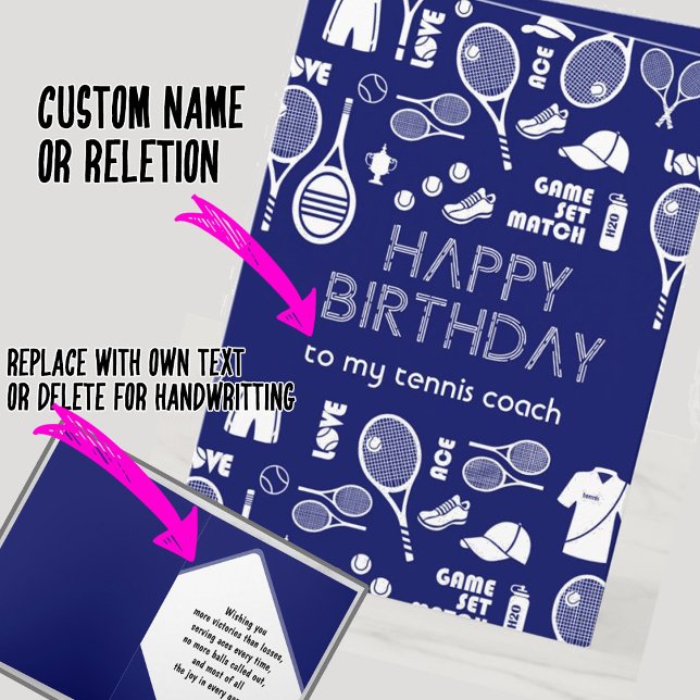 Blue Happy Birthday 🎾 Tennis 💙 🤍 Karte (Von Creator hochgeladen)
