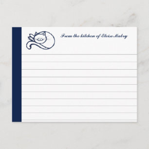 Blue Happy Cat Personalisiert Recipe Cards Postkarte