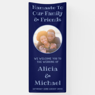 Blue Happy Couple Name and Foto Wedding Willkommen Banner