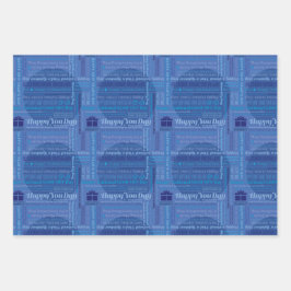 Blue Happy Days Wrapping Paper Geschenkpapier Set